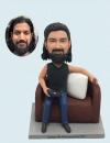 Custom bobbleheads Man sitting on sofa personalized gifts for dad